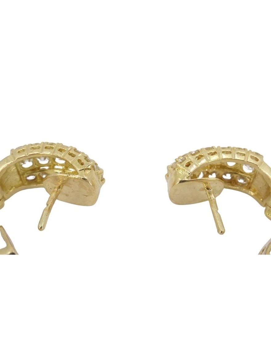 Diamond Earrings Vintage 18k Gold Hoop Earrings French Jewelry - 7