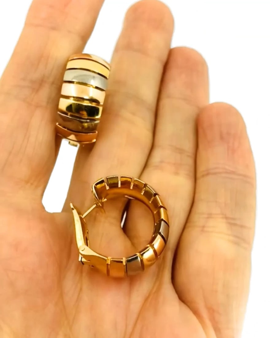 Cartier Hoop earrings Tubogas Design 18k Tri-Color Gold - 2