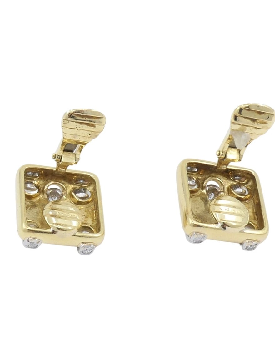 Vintage Cartier Earrings 18k Gold Diamond Stitch Design - 8