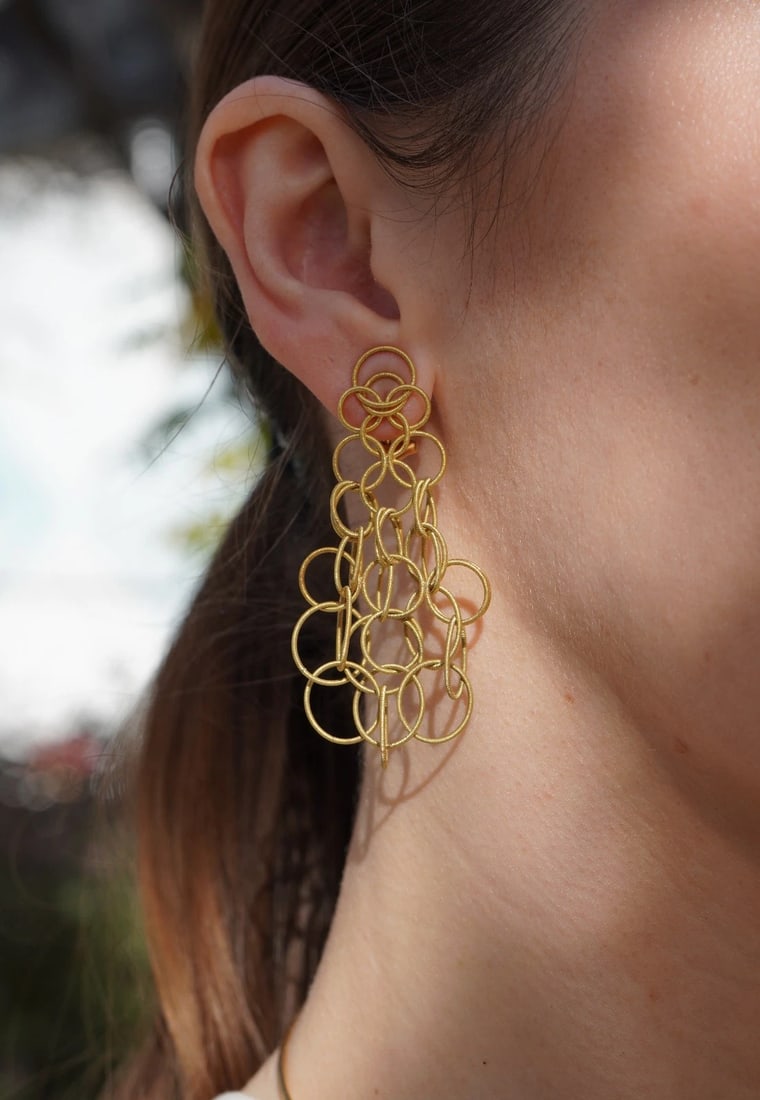 Vintage Buccellati 18k Yellow Gold Hawaii Drop Earrings - 3