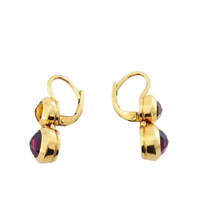 Tiffany & Co. 18k Gold Garnet Citrine Drop Earrings - 4