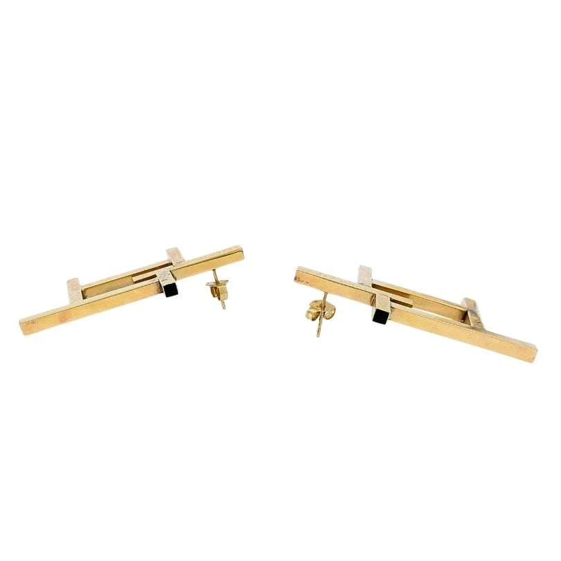 14k Gold Geometric Earrings Frame Design - 4