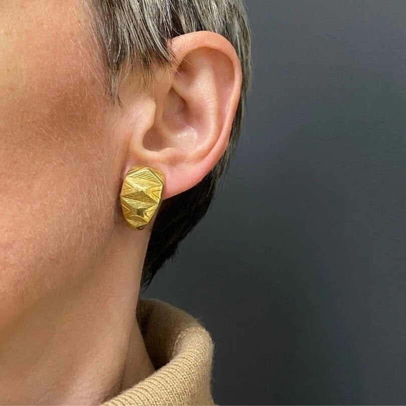 18k Gold Hoop Earrings Geometrical - 3