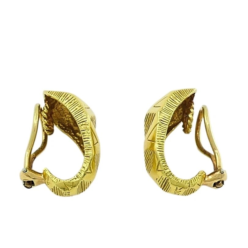 18k Gold Hoop Earrings Geometrical - 4