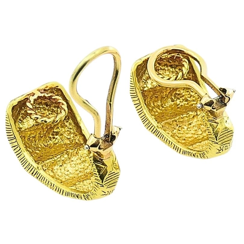 18k Gold Hoop Earrings Geometrical - 5