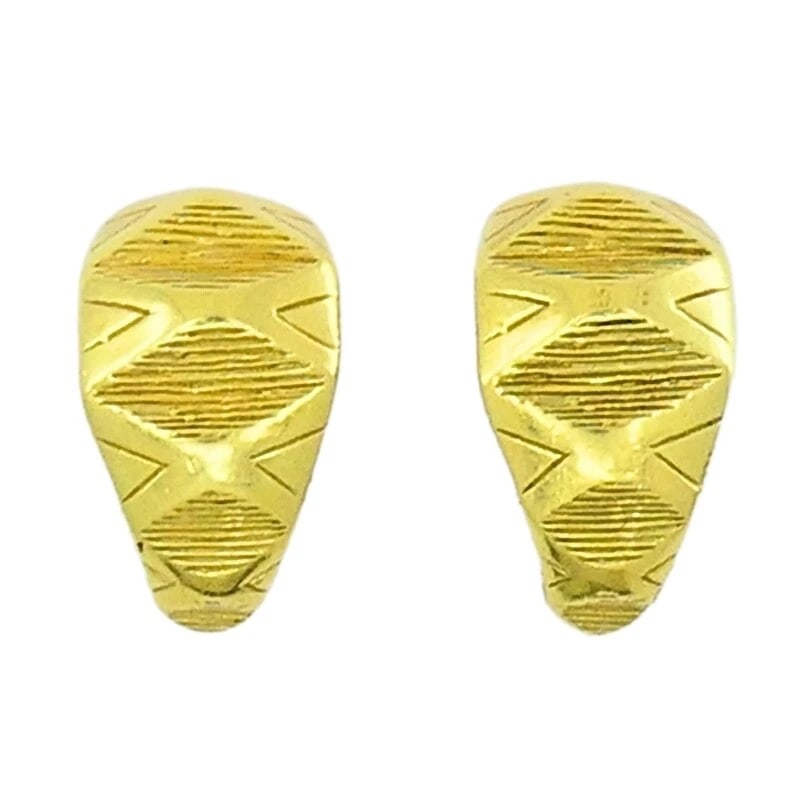 18k Gold Hoop Earrings Geometrical - 6