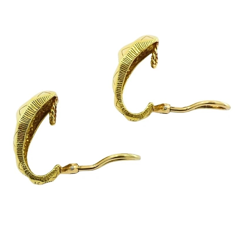 18k Gold Hoop Earrings Geometrical - 7