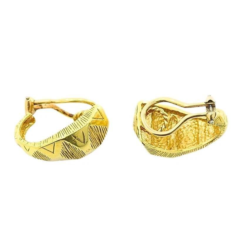 18k Gold Hoop Earrings Geometrical - 8