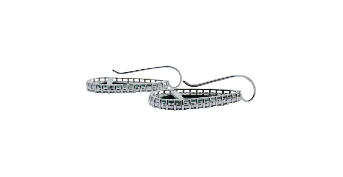 Carved Jadeite Diamond Earrings 18k White Gold - 10