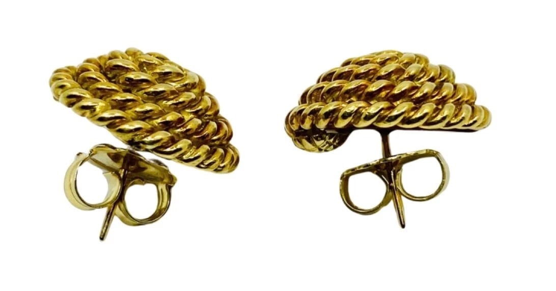 Tiffany & Co. 18k Gold Rope Earrings Stud - 5