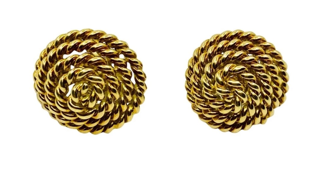 Tiffany & Co. 18k Gold Rope Earrings Stud - 7