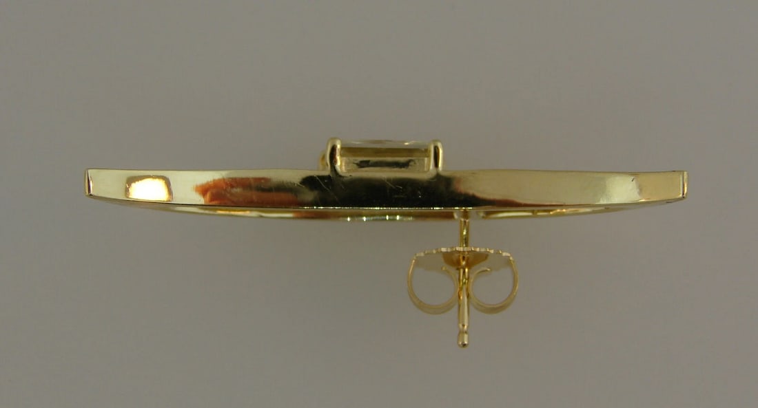 Vintage Yellow Diamond Gold Creschent EARRINGS 1980s - 4