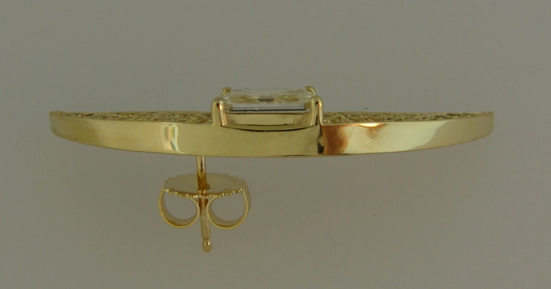 Vintage Yellow Diamond Gold Creschent EARRINGS 1980s - 5