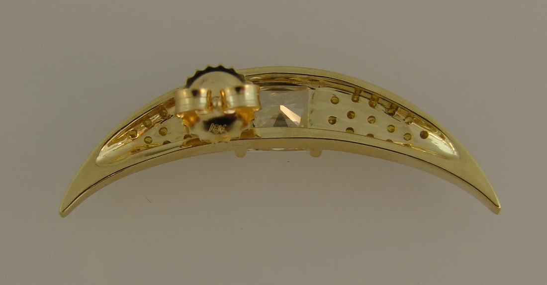 Vintage Yellow Diamond Gold Creschent EARRINGS 1980s - 6