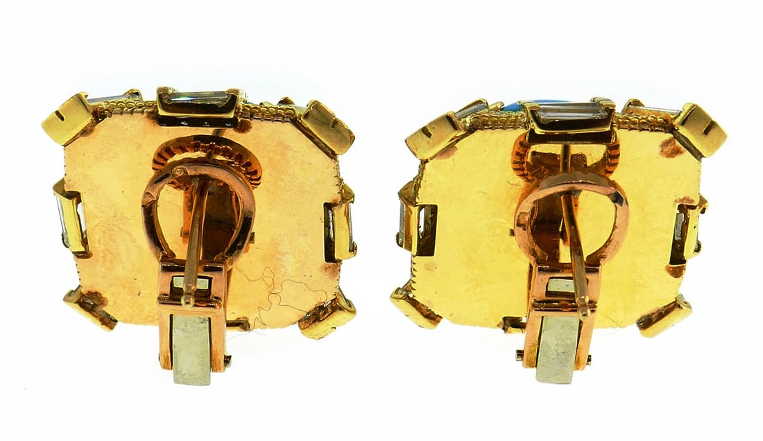 Turquoise Diamond Yellow Gold EARRINGS - 6