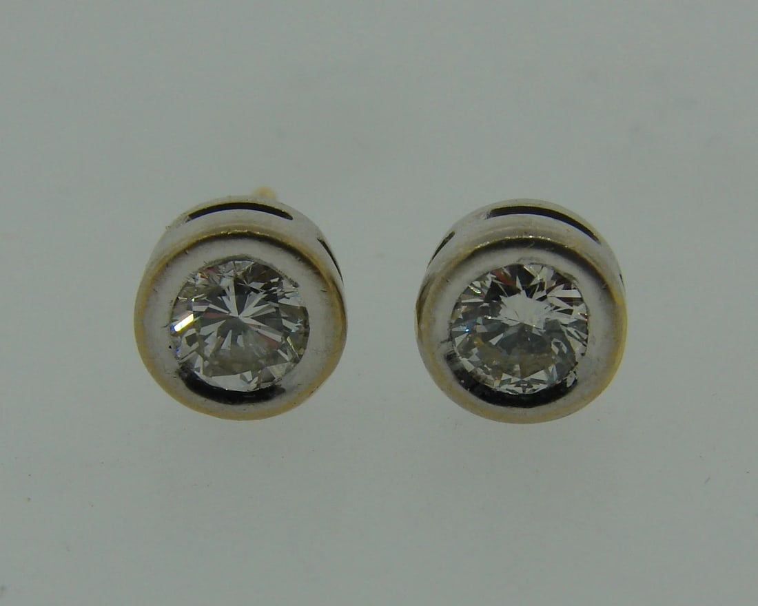 Chic ROUND DIAMOND WHITE GOLD STUD EARRINGS STUDS Perfect Gift - 2