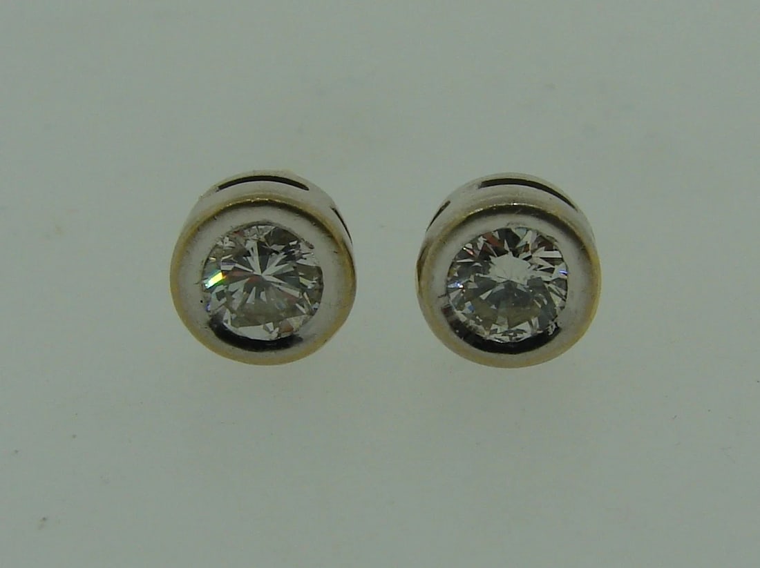 Chic ROUND DIAMOND WHITE GOLD STUD EARRINGS STUDS Perfect Gift - 3
