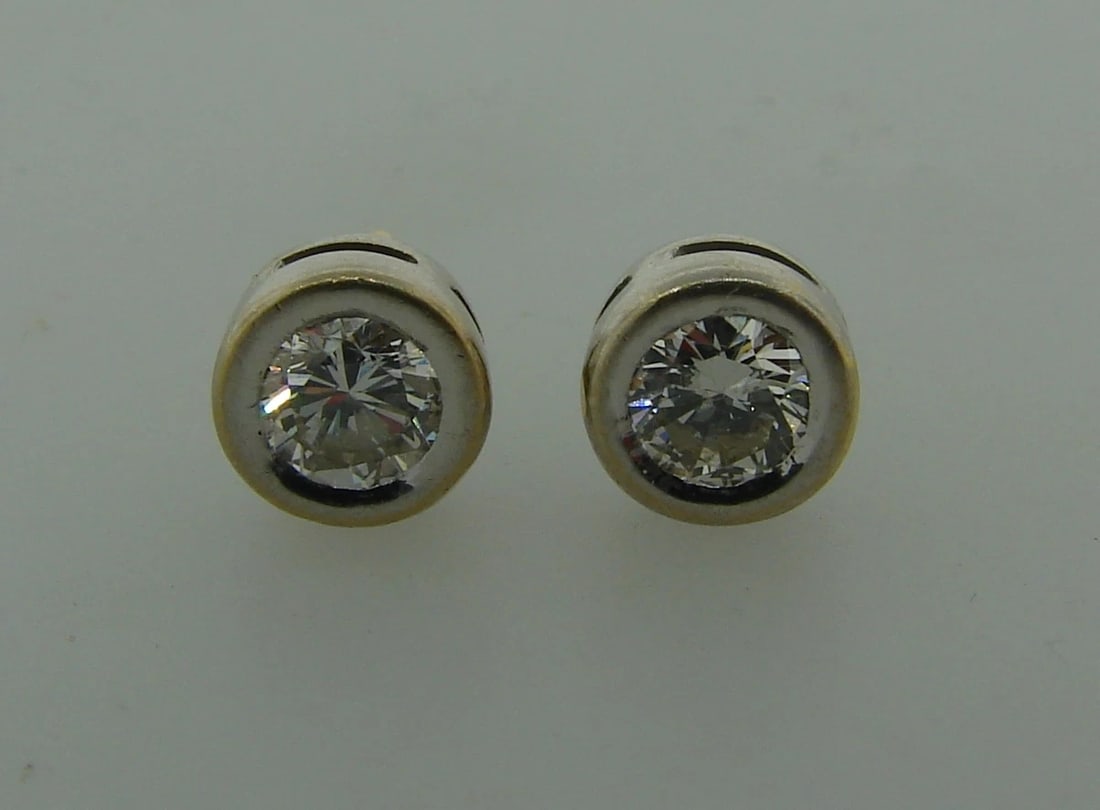 Chic ROUND DIAMOND WHITE GOLD STUD EARRINGS STUDS Perfect Gift - 4