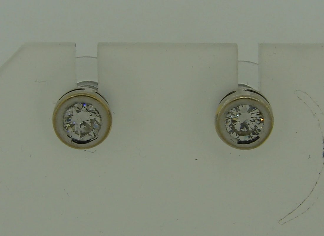 Chic ROUND DIAMOND WHITE GOLD STUD EARRINGS STUDS Perfect Gift - 5