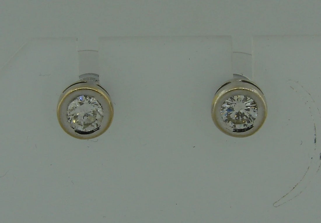 Chic ROUND DIAMOND WHITE GOLD STUD EARRINGS STUDS Perfect Gift - 6