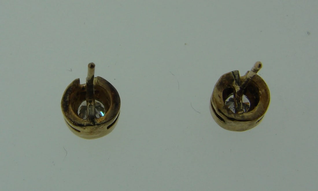 Chic ROUND DIAMOND YELLOW GOLD STUD EARRINGS STUDS Perfect Gift - 7