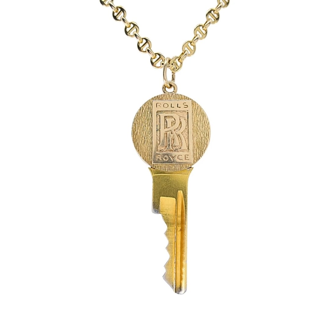 Vintage Cartier 14k Gold Rolls-Royce Key Pendant Necklace - 4