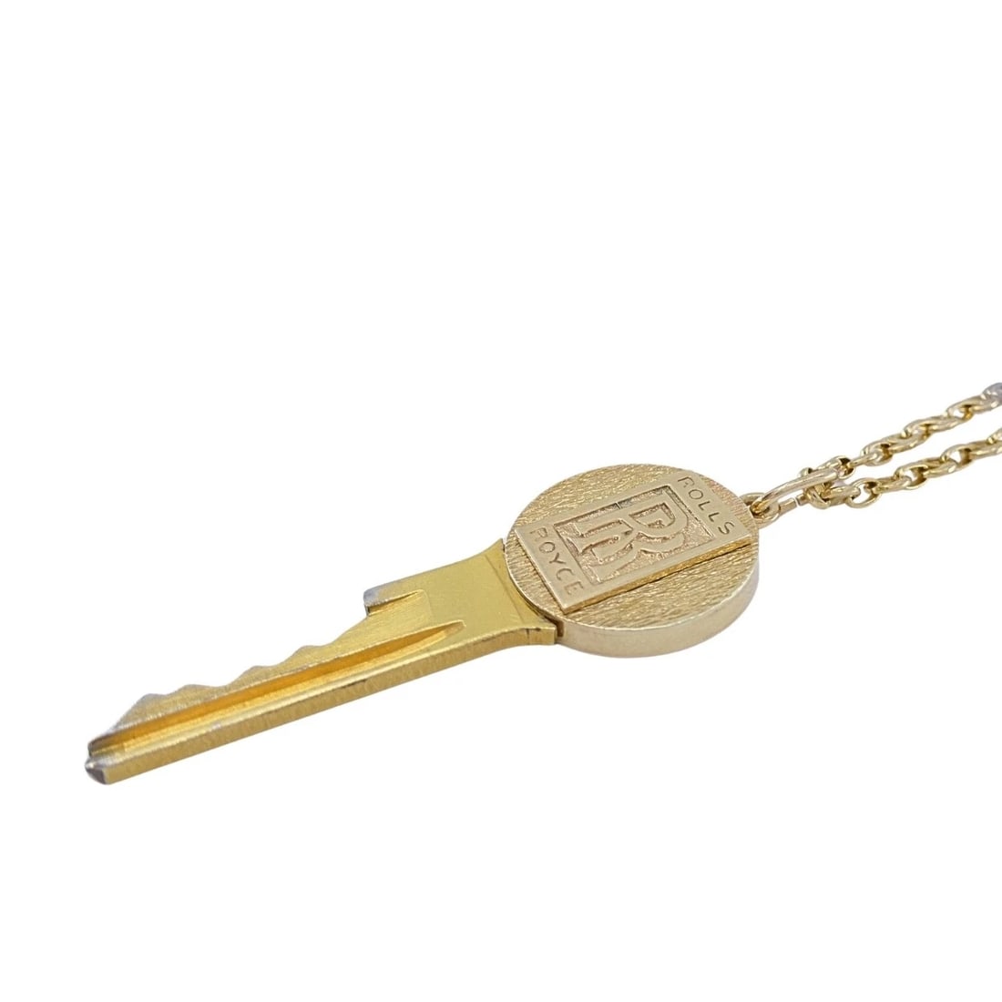 Vintage Cartier 14k Gold Rolls-Royce Key Pendant Necklace - 5