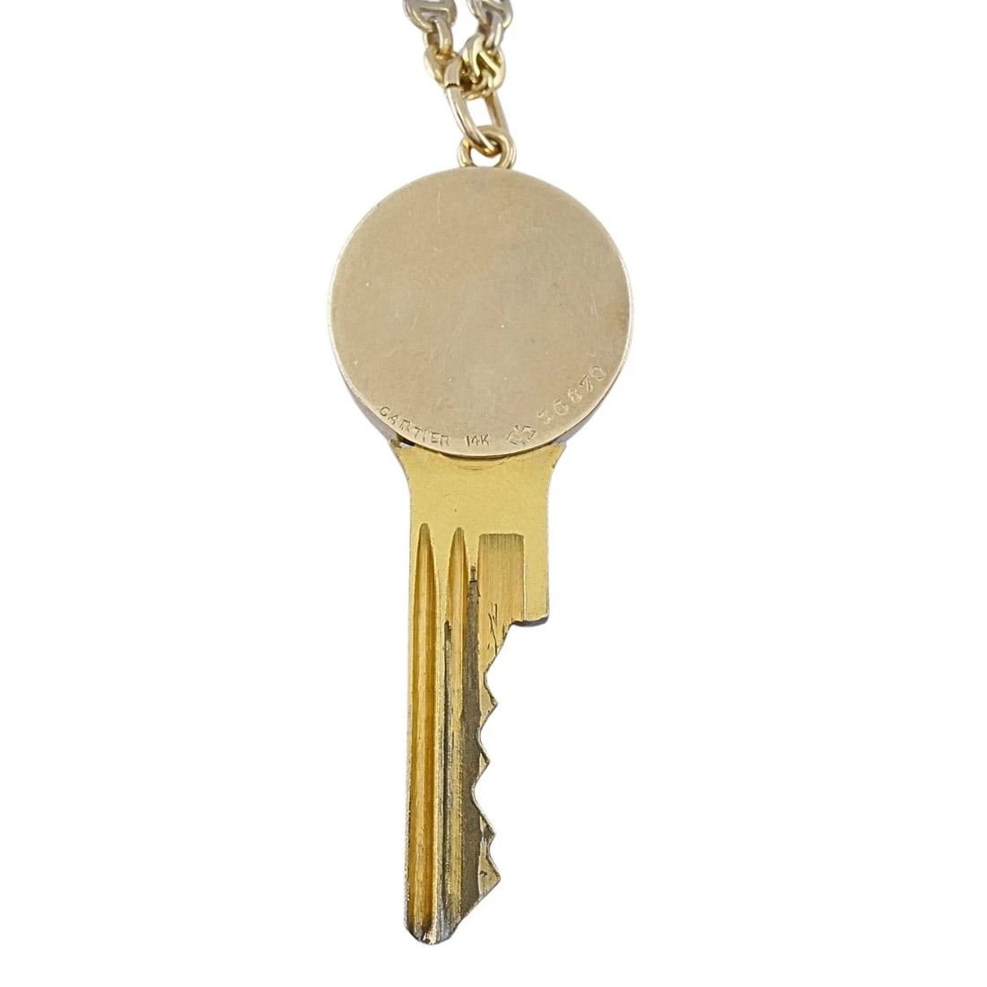 Vintage Cartier 14k Gold Rolls-Royce Key Pendant Necklace - 6