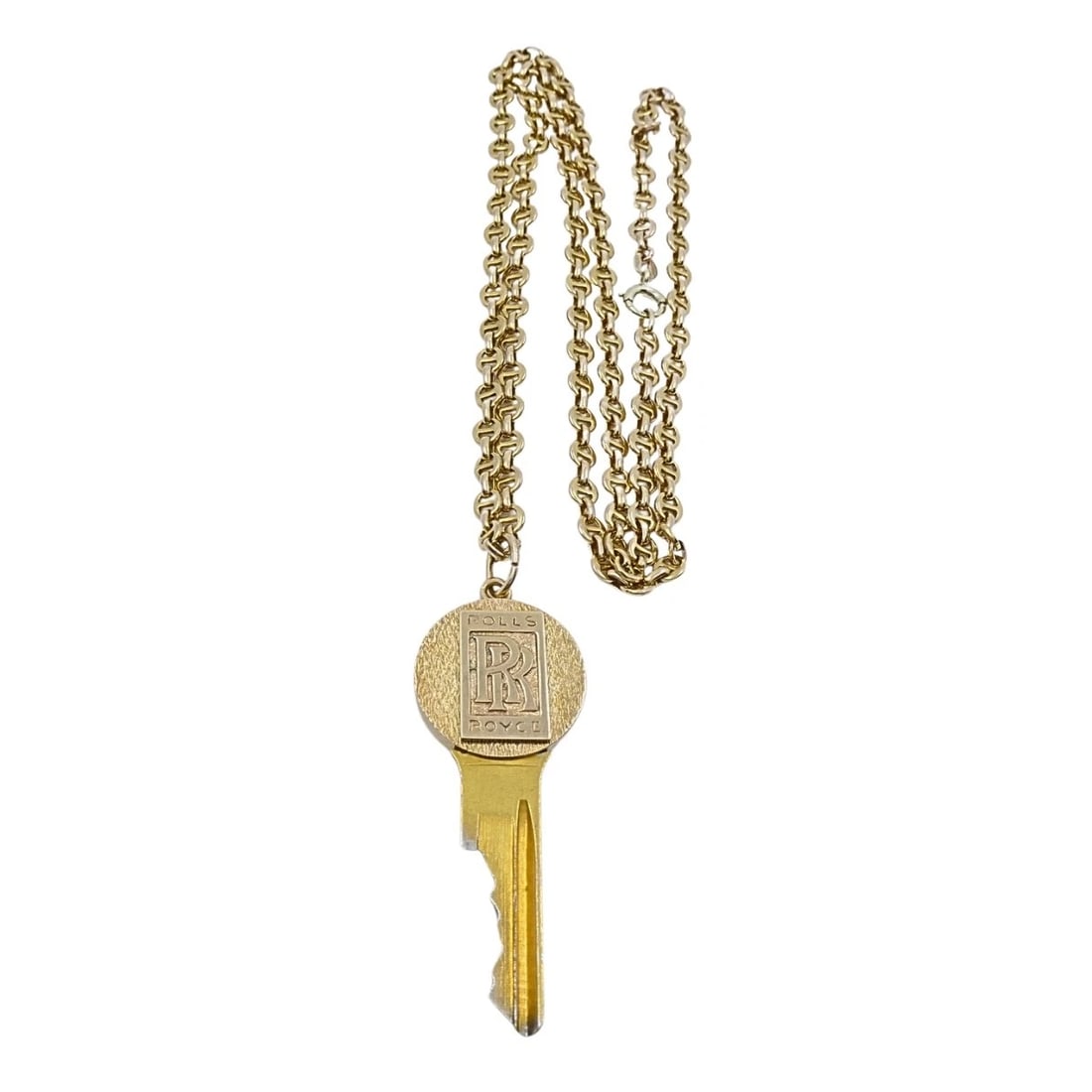Vintage Cartier 14k Gold Rolls-Royce Key Pendant Necklace - 9