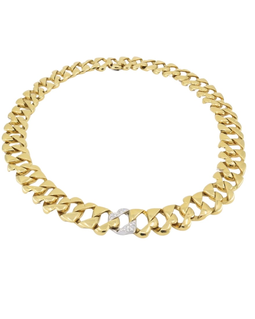Tiffany & Co. Heart Link Diamond Necklace Yellow and White Gold - 4