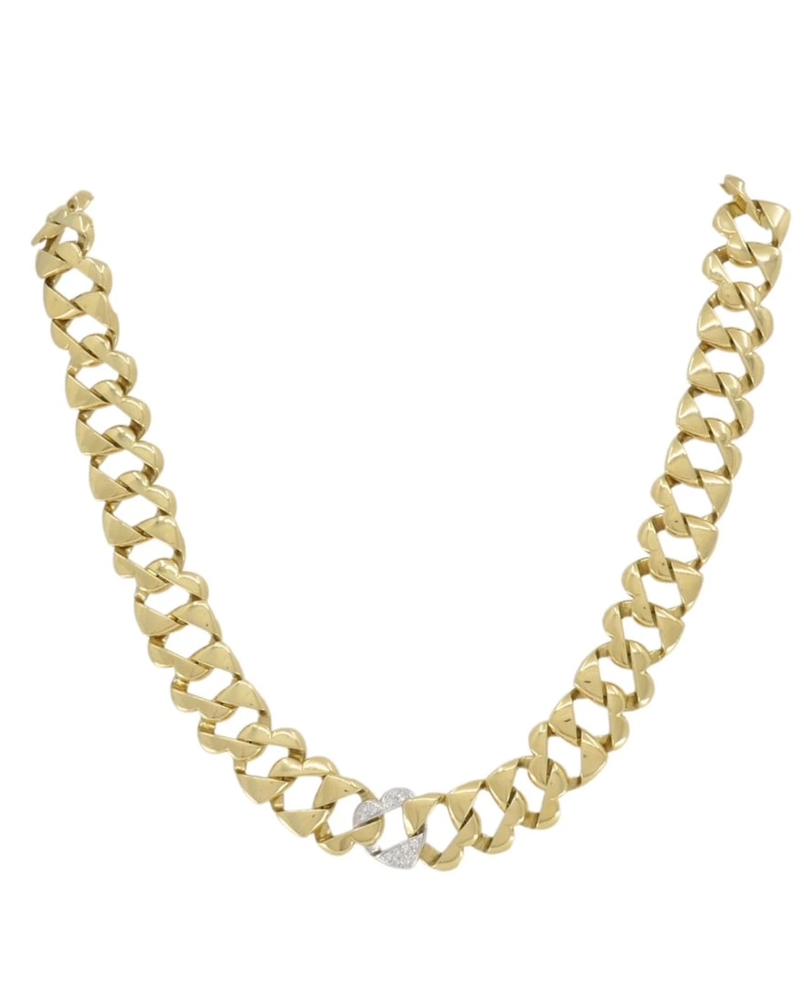 Tiffany & Co. Heart Link Diamond Necklace Yellow and White Gold - 6
