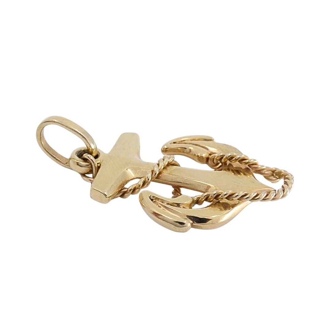 14k Gold Anchor Pendant Wire Choker Necklace - 6