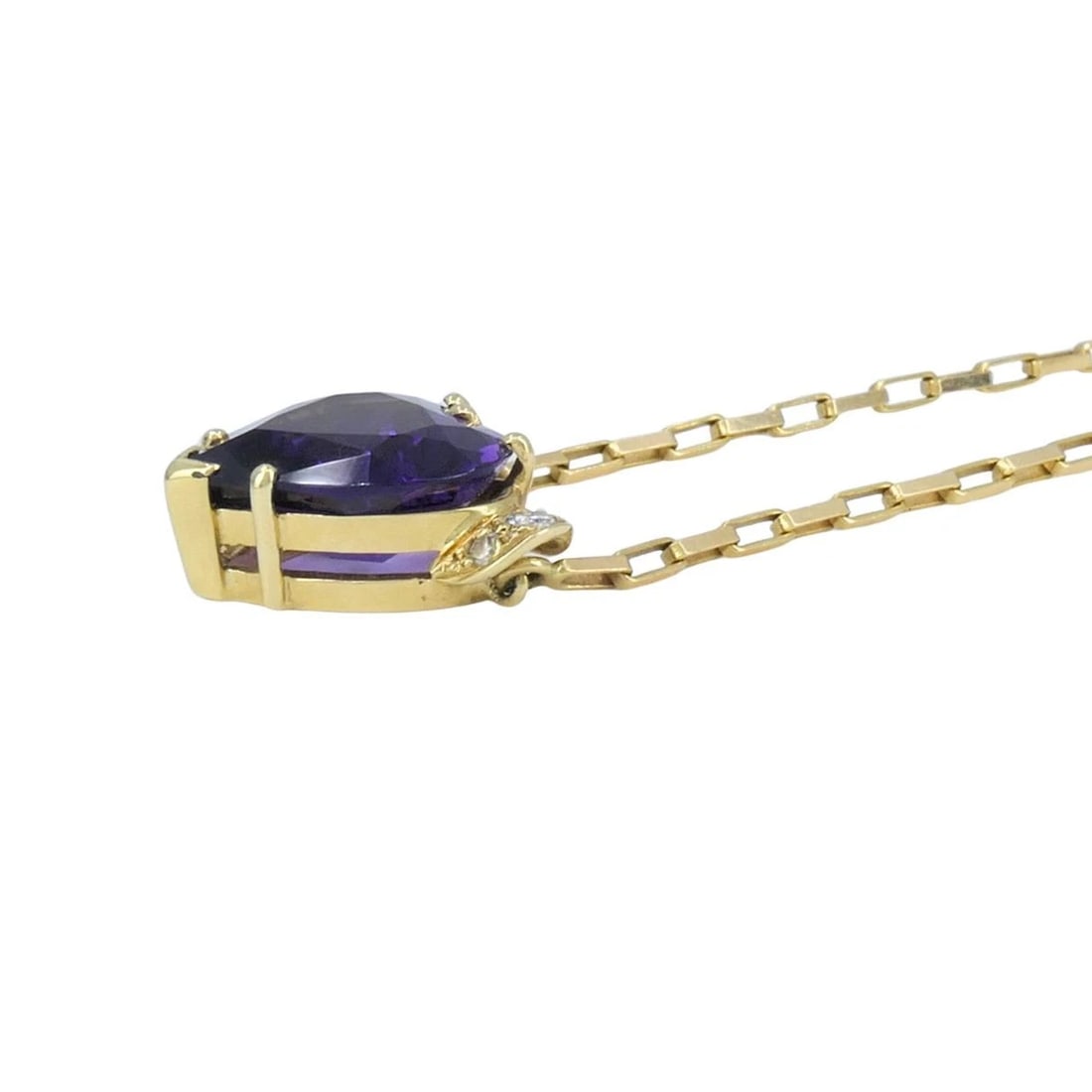 UnoAErre Italian 14k Gold Diamond Amethyst Heart Pendant Necklace - 5