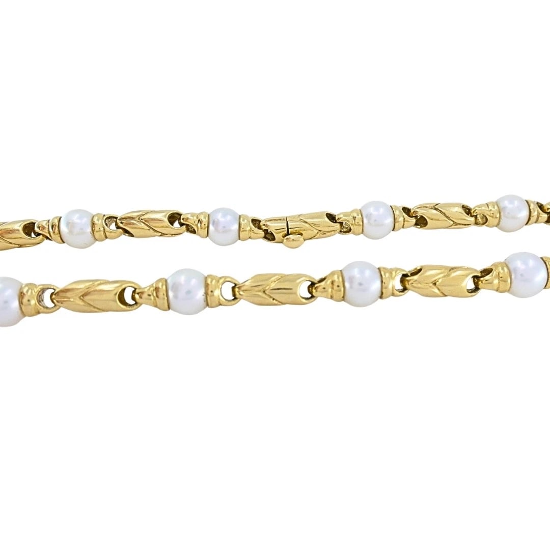 Bvlgari Bulgari Passo Doppio Pearl 18k Gold Link Necklace - 5