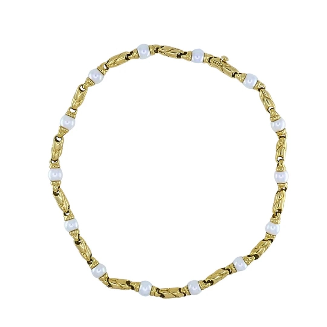 Bvlgari Bulgari Passo Doppio Pearl 18k Gold Link Necklace - 6