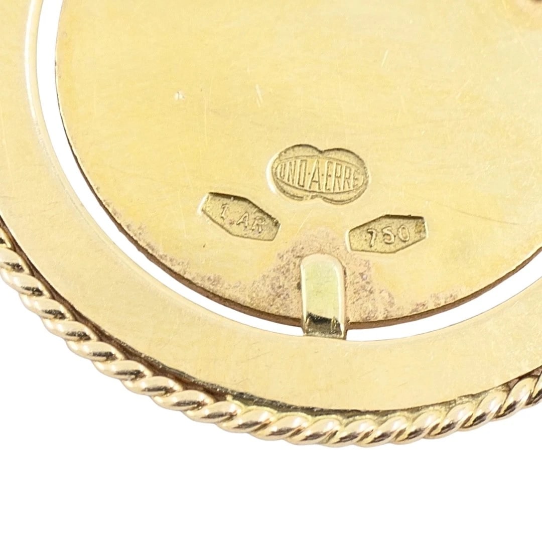 Vintage UnoAErre 18k Gold Enamel Pisces Zodiac Pendant Charm - 9