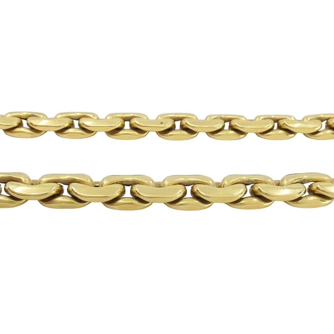Vintage Italian 18k Gold Link Necklace Sculpted Front Element - 7