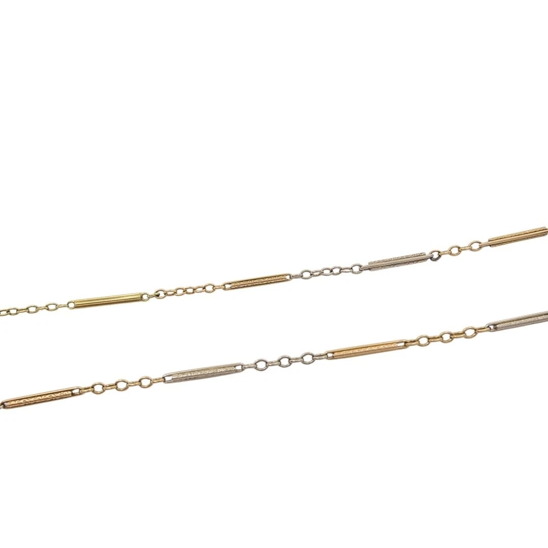 14k Gold Diamond Pave Star Pendant on Antique Bar-Link Chain - 10