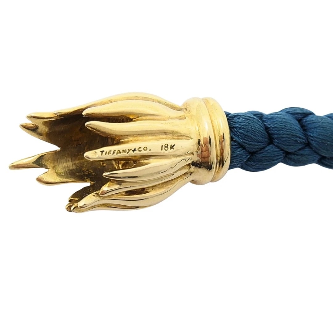 Tiffany & Co. 18k Gold Tulip Clasp Braided Cord Necklace - 10