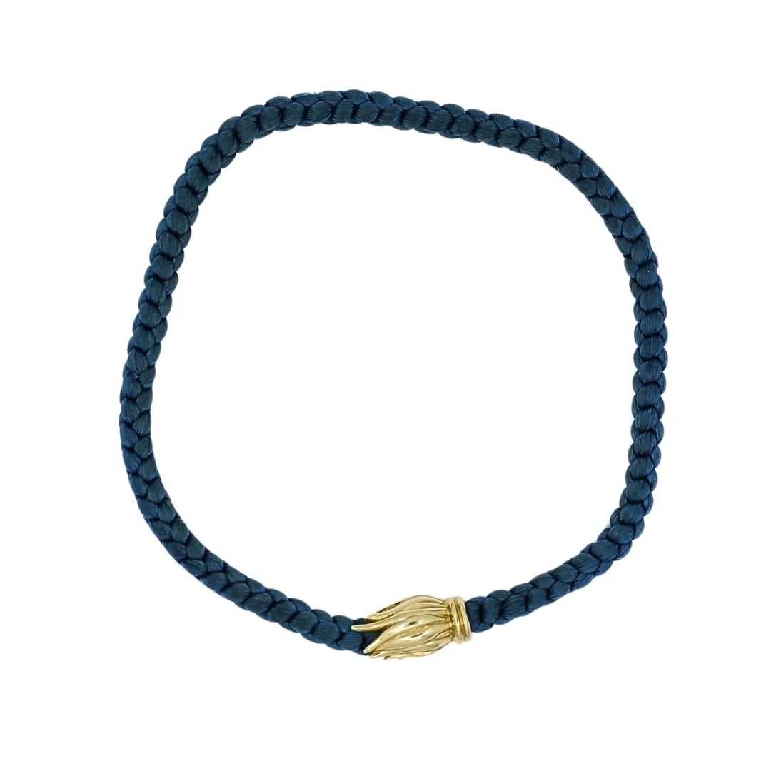 Tiffany & Co. 18k Gold Tulip Clasp Braided Cord Necklace - 4