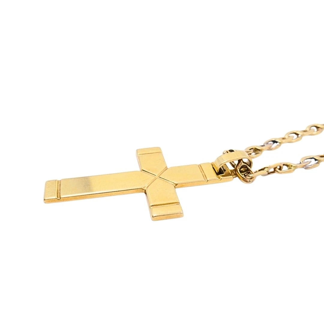 Vintage 14k Gold Cross Pendant Necklace - 7