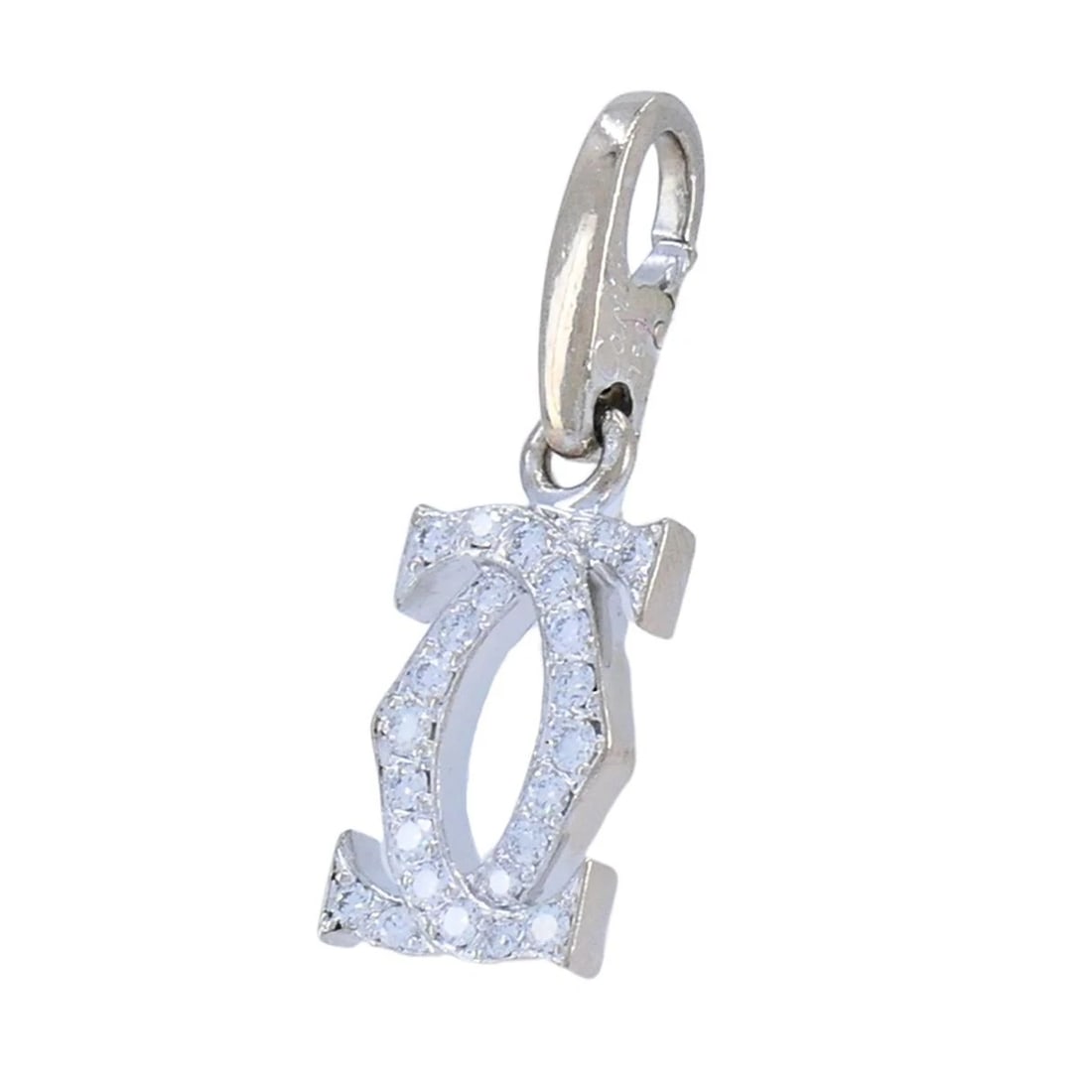 C de Cartier Double C 18k White Gold Diamond Charm Pendant - 4