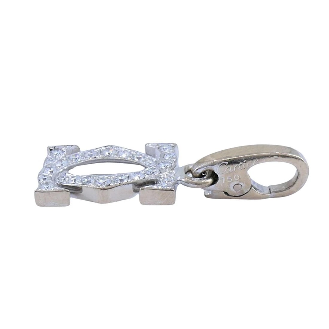 C de Cartier Double C 18k White Gold Diamond Charm Pendant - 7