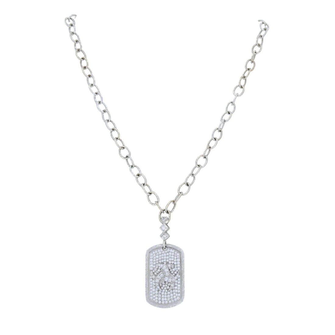 Loree Rodkin Diamond Pave Pendant Necklace in 18K White Gold: Title: Loree Rodkin Diamond Pave Pendant Necklace in 18K White Gold Description: KL AOOO This Loree Rodkin diamond pave pendant necklace is crafted in 18 karat white gold and dates to the late 1990s