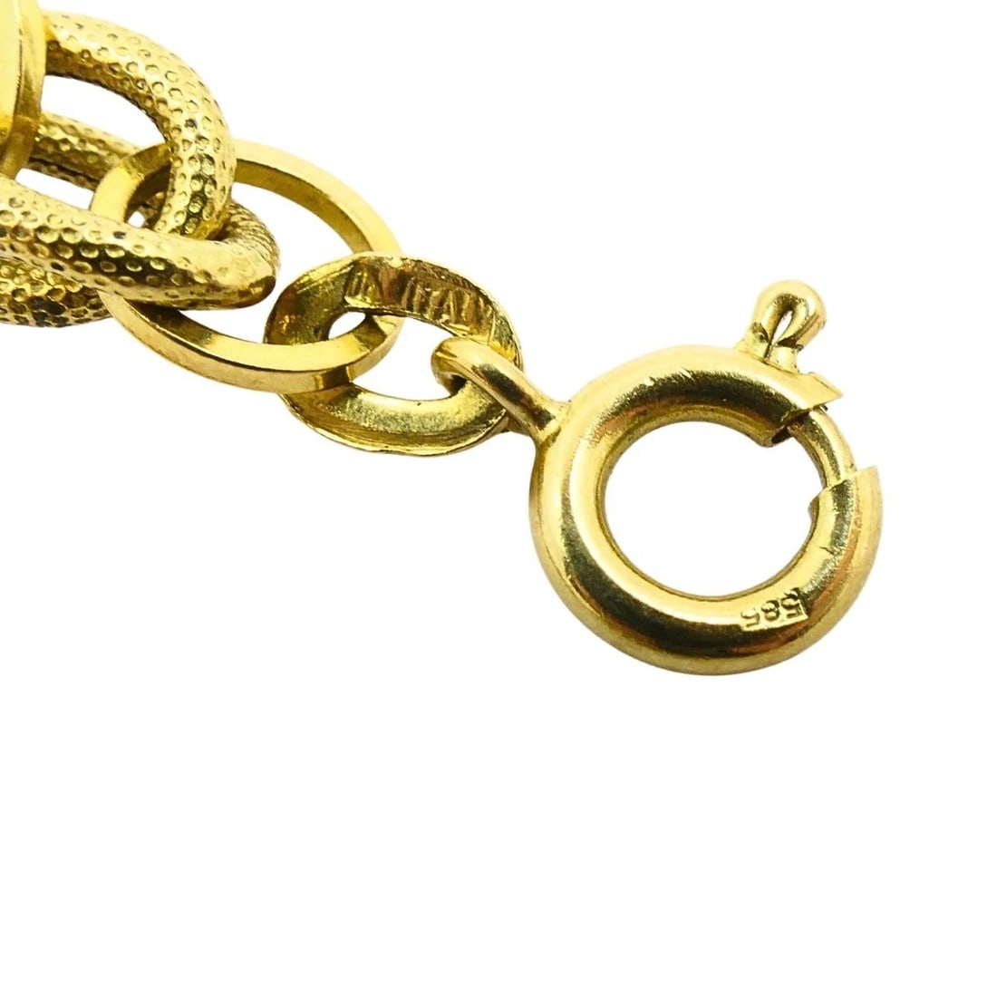 Vintage Italian 14k Textured Link Long Chain Necklace - 9