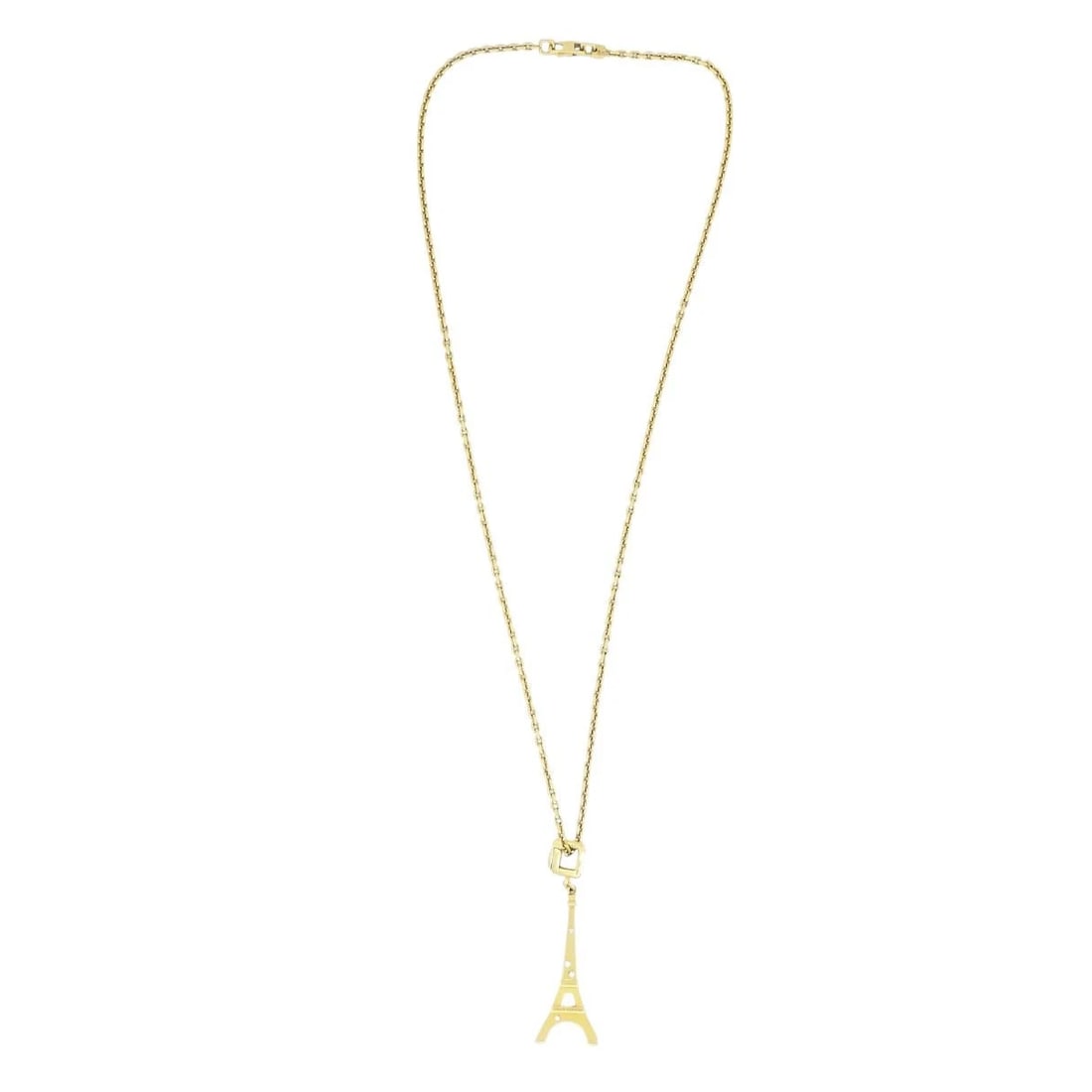 Louis Vuitton 18k Gold Diamond Eiffel Tower French Pendant Necklace - 3