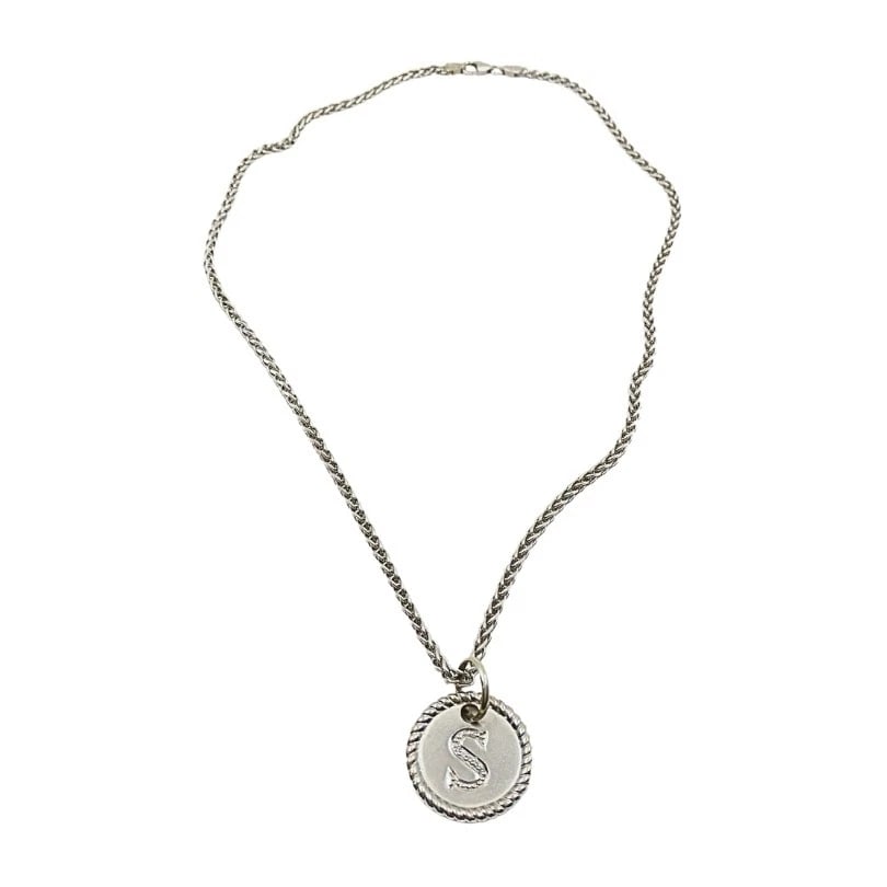 18k White Gold Monogram "S" Pendant Necklace - 5