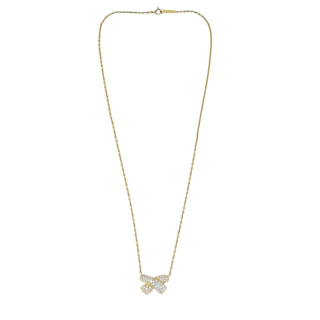 Vintage Fred Paris 18k Gold Diamond Ribbon Necklace - 10