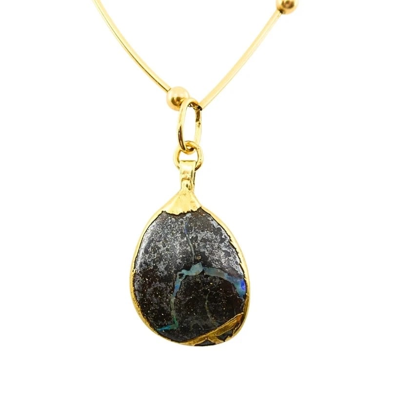 Opal Necklace 14k Gold Collar Necklace with Beads - 7