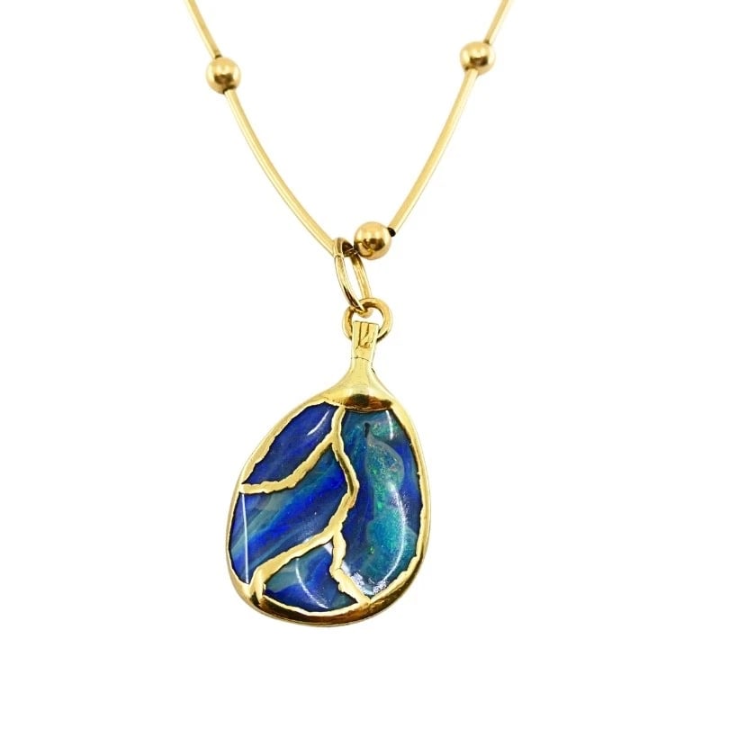 Opal Necklace 14k Gold Collar Necklace with Beads - 8